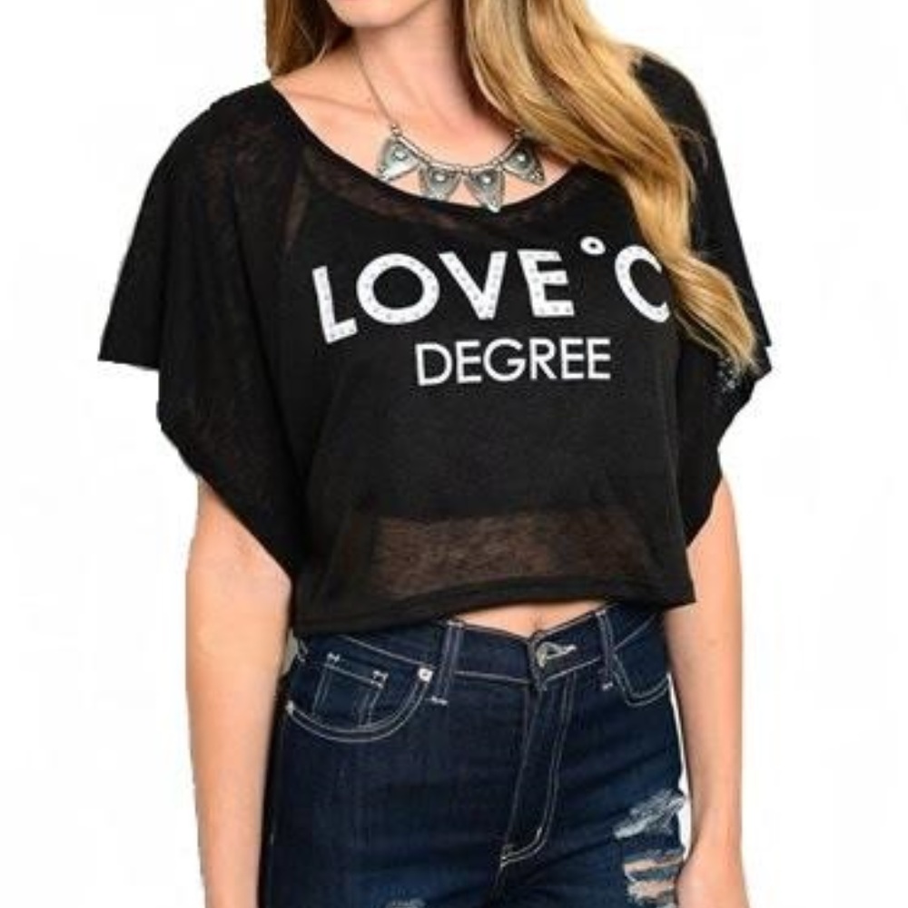 Rhinestone T-Shirt Graphic Crop Top Tee | Black